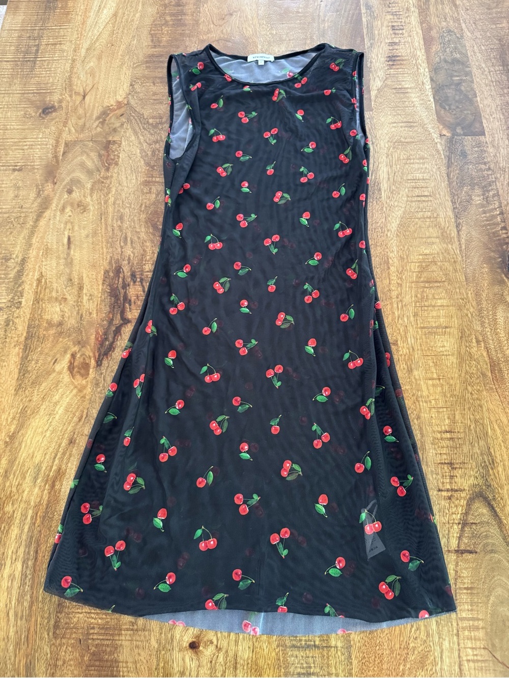 WeWoreWhat Mesh Cherries Muscle Tank Dress - S / Black
